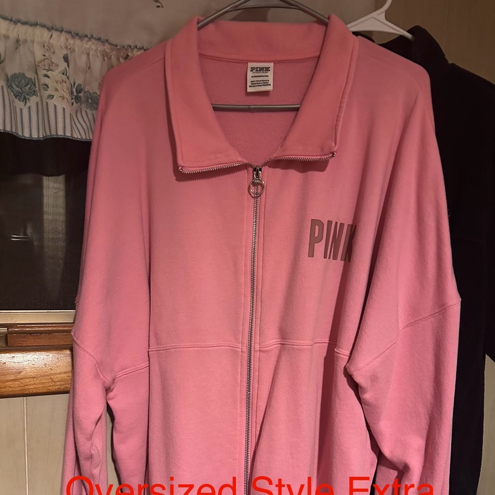 PINK fleece zip up jacket XL